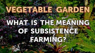 What Is the Meaning of Subsistence Farming?
