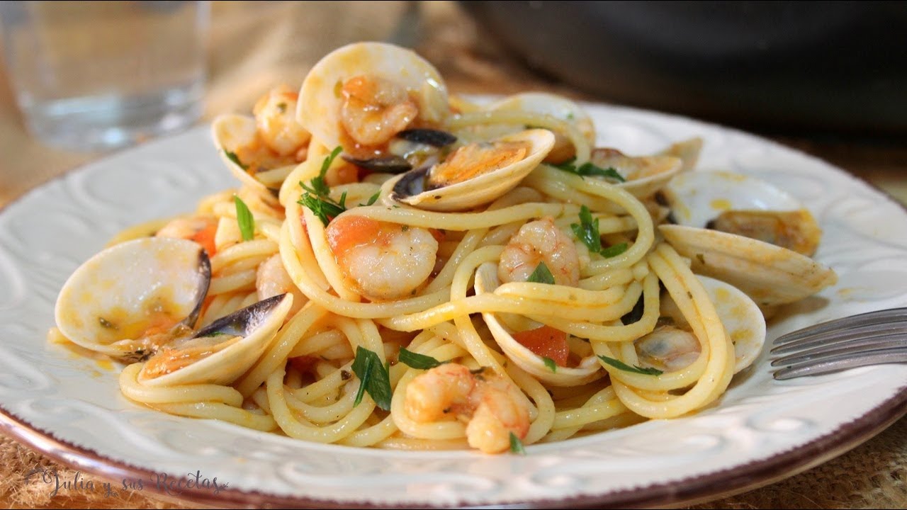 Pasta marinera con gambas y almejas 😍DELICIOSA!