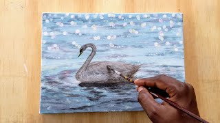 How to paint a beautful brownish duck swimming onto the lake/ Acrylic painting tutorial step by step