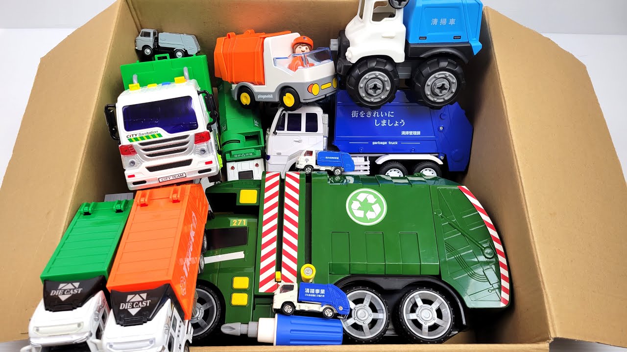 Slope driving test with mini cars of “garbage trucks” that run on