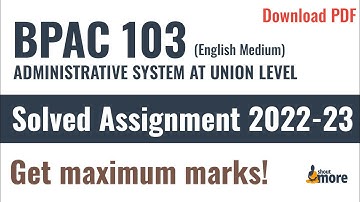IGNOU BPAC 103 Solved Assignment 2022-23 (English Medium) | PDF Download