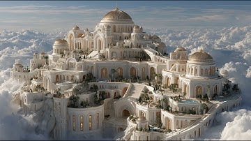 ASMR AI Architecture | Sky Palace Above the Clouds in White & Gold | Midjourney Mansion Tour
