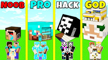 Minecraft Battle: NOOB vs PRO vs HACKER vs GOD: INSIDE HEAD HOUSE BASE BUILD CHALLENGE / Animation