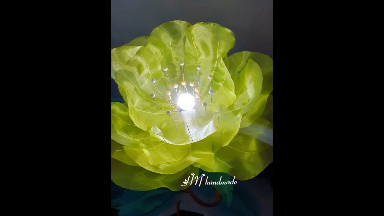 HOW TO MAKE GIANT FABRIC FLOWER LAMP/ CÁCH LÀM HOA VẢI VOAN KHỔNG LỒ/ ĐÈN HOA VOAN/ HN HANDMADE