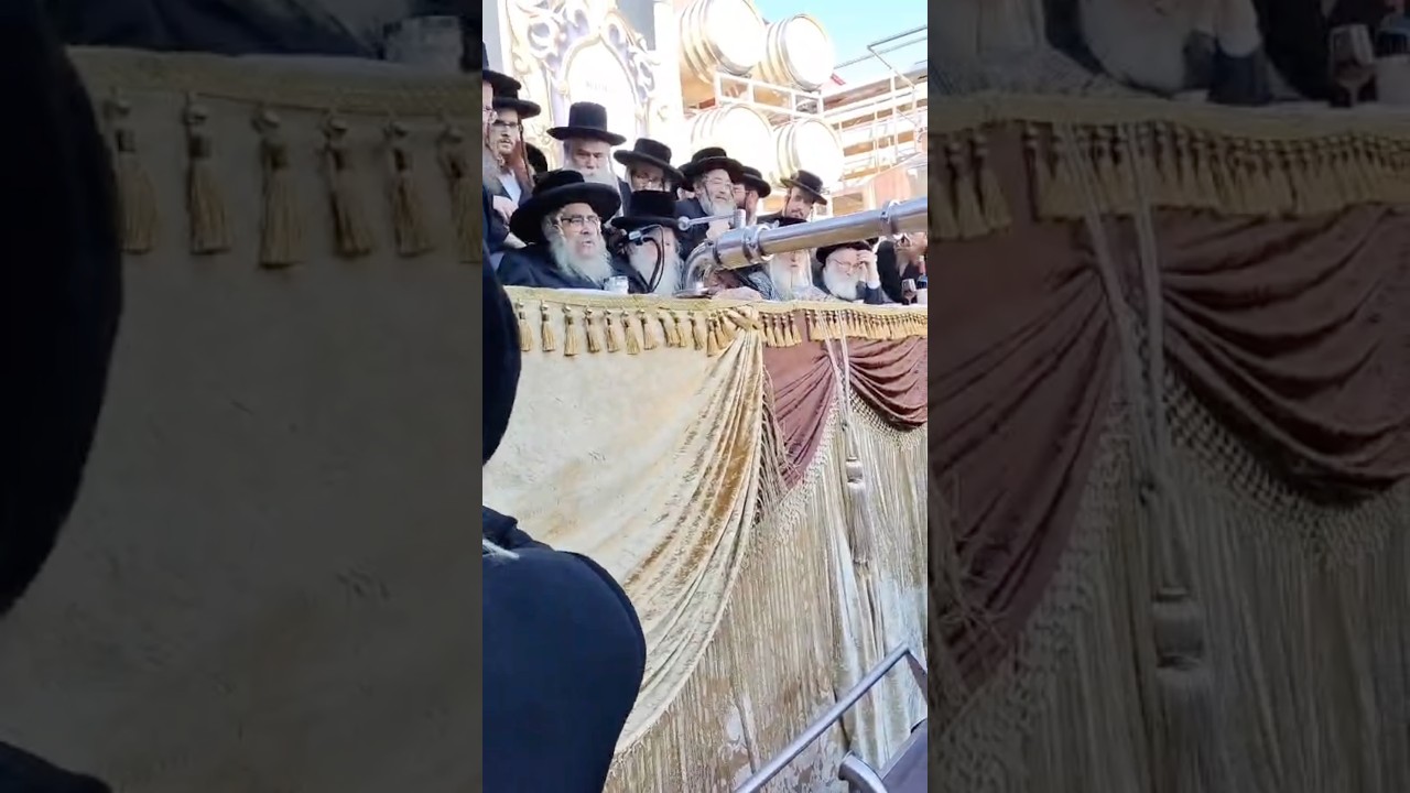 כ"ק האדמו'ר מסאטמאר וחברי הבד"ץ העדה החרדית במעמד הפרשת תרומות ומעשרות במושב אור הגנוז
