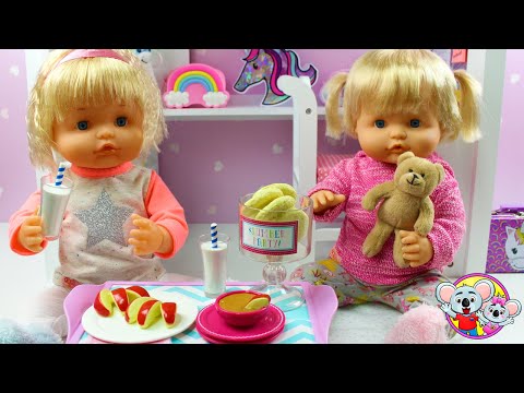 Fiesta PIJAMADA de la muñeca bebé Daniela - Muñecas Nenuco en español