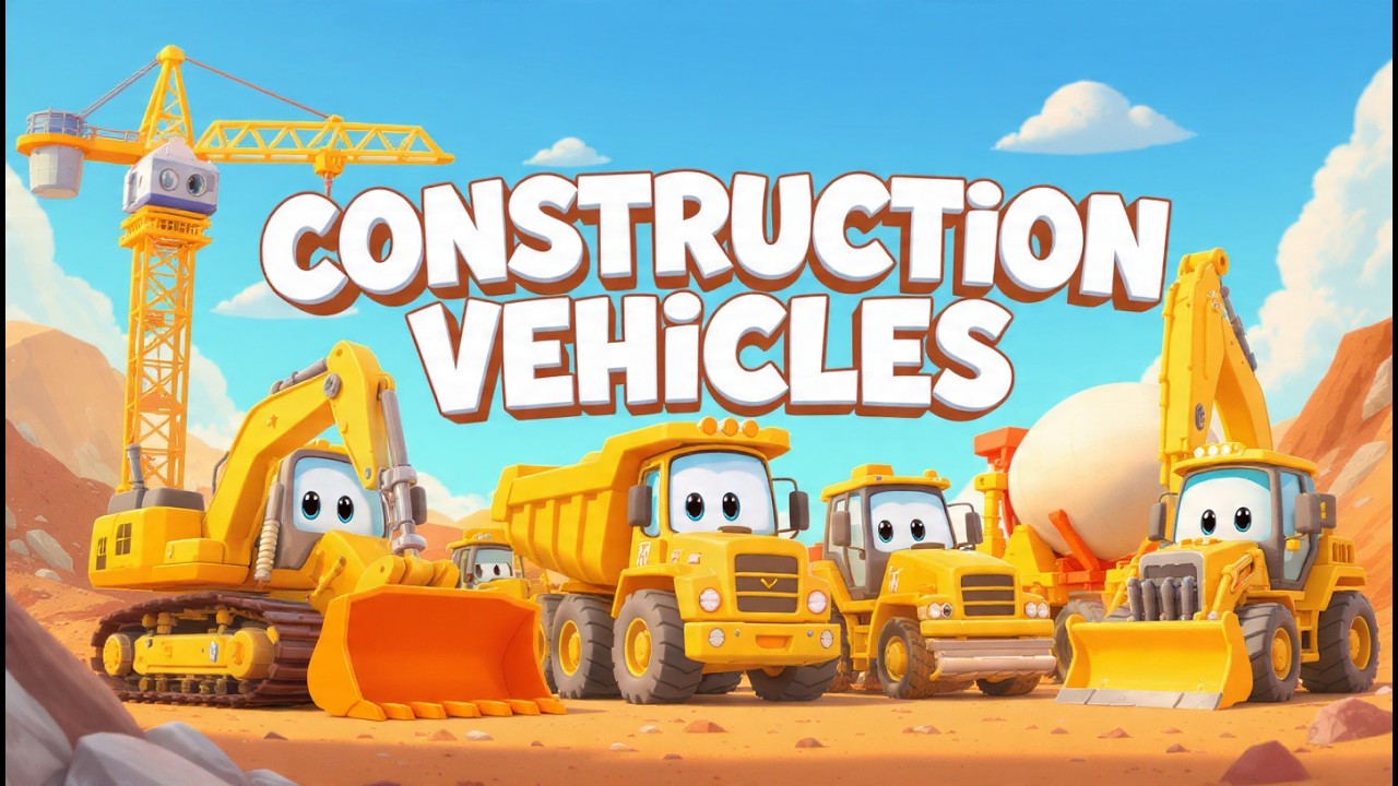 Construction Vehicles for Kids | Excavator, Bulldozer & Dump Truck Learning Video