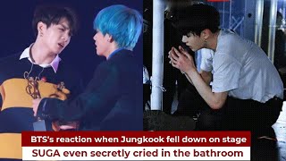 The moment Jungkook fell down on stage made BTS extremely worried, SUGA secretly cried in bathroom