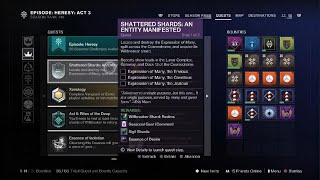 D2 shattered shards: an entity manifested quest fix