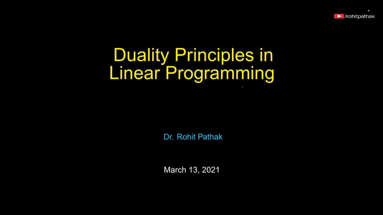 Linear Programming-Duality Principles - YouTube