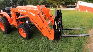 Landpride Pallet Forks on my Kubota L3301 Tractor