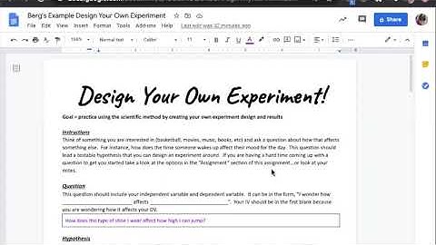 Design Your Own Experiment Parts 1-3 Instructions