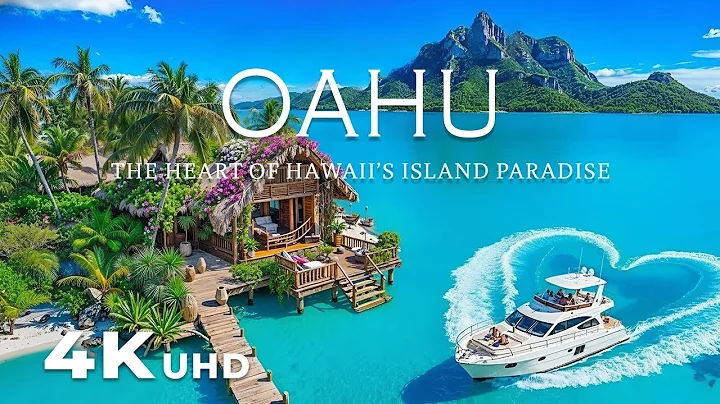 FLYING OVER OAHU [4K] Hawaii Ambient Aerial Film + Music for Stress Relief - Honolulu to North Shore