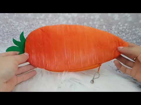 Пенал шкільний креативний у вигляді моркви, тканинний, помаранчевий, видео 1