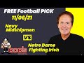 Free Football Pick Navy Midshipmen vs Notre Dame Fighting Irish Picks, 11/6/2021 College Football