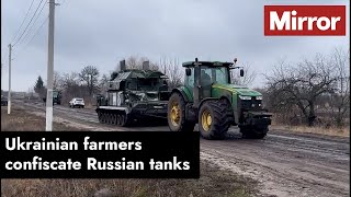 Ukrainian farmers confiscate Russian tanks