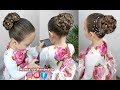 Penteado Infantil Coque em Flores de cabelo para Festas e Formaturas