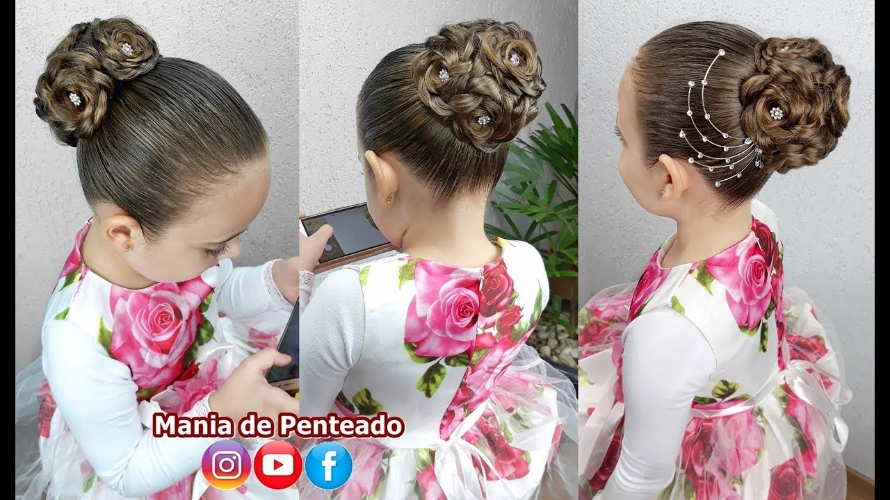 Hairstyle for Girls / Bun with Hair Flowers for Party - thptnganamst.edu.vn