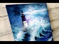 Lighthouse in Stormy Seas | Easy Painting for Beginners | Acrylics | Palette Knife