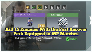 Call Of Duty Mobile Kill 15 Enemies With the Fast Recover Perk Equipped in MP Matches Task Complete