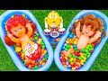 Satisfying ASMR l Glitter Candy Mixing in Two Bathtubs with Magic Mesh Stress Balls & Glossy Slime