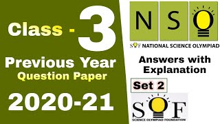 NSO Class 3 Question Paper 2020-21, National Science Olympiad