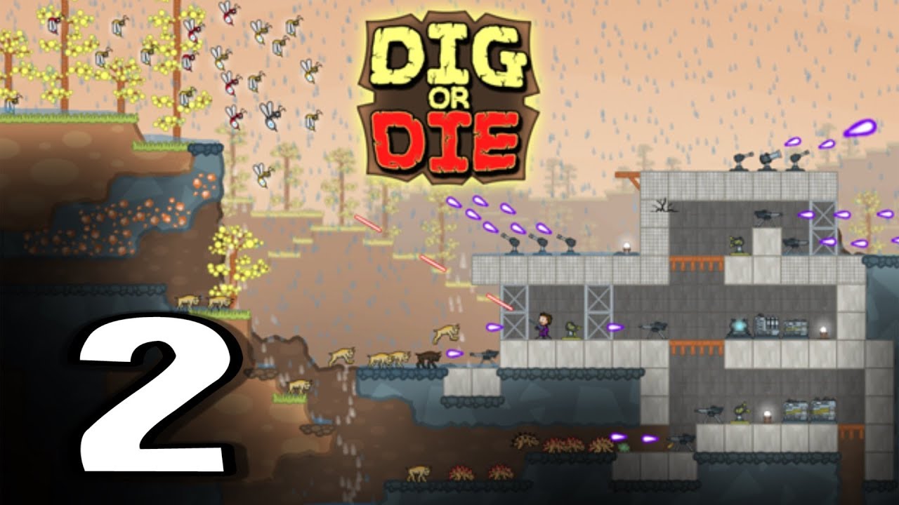 Dig or Die - Plasma Machine Gun & Auto-Repair Turrets! - Dig or Die Gameplay - Part 2 terraria journey's end