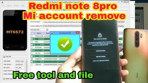 Redmi Note 8pro Mi account, frp remove sp flash tool 1click done free tool and file