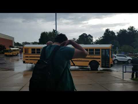 Afternoon School Bus dismiss on West Potomac High School (*Rainy Day*)