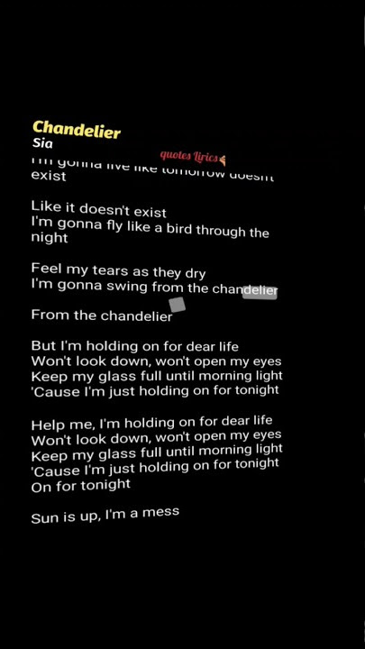 Chandelier _Sia /\(lirik video for your status)