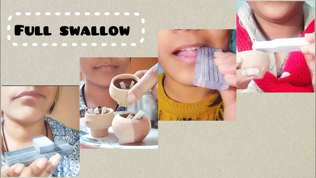 Black slate bar | Clay pot with slate pencil | Swallow | ASMR | Satisfying crunchy sound 