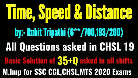 Time, Speed & Distance | TSD Questions asked in SSC CHSL 2019 by Rohit Tripathi
