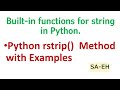 Python rstrip() | String rstrip() | Built-in functions for string in Python | CBSE | rstrip()