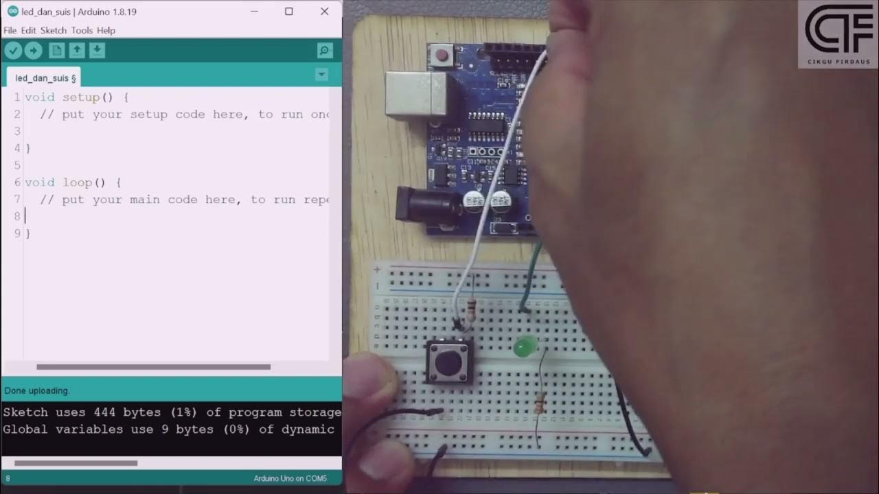 ARDUINO UNO BESERTA LITAR SUIS DAN LED - YouTube