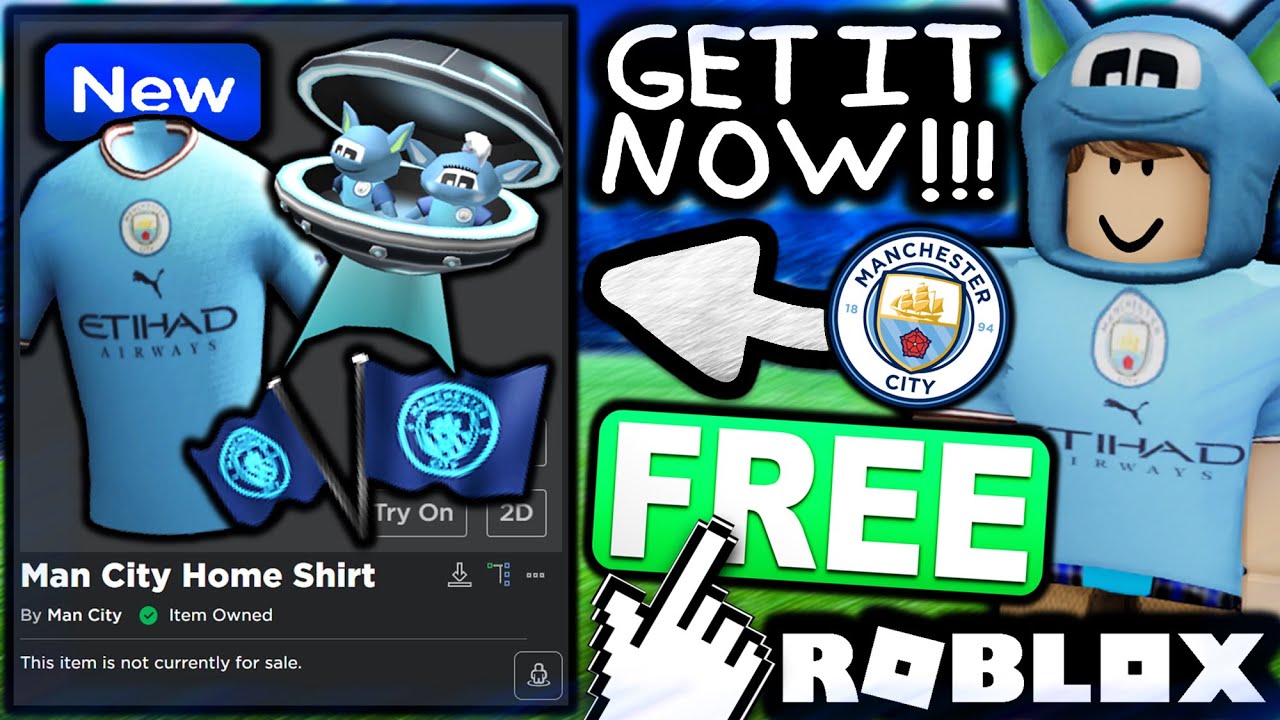 FREE ACCESSORIES! HOW TO GET Man City Moonship & Home Shirt! (Roblox ...