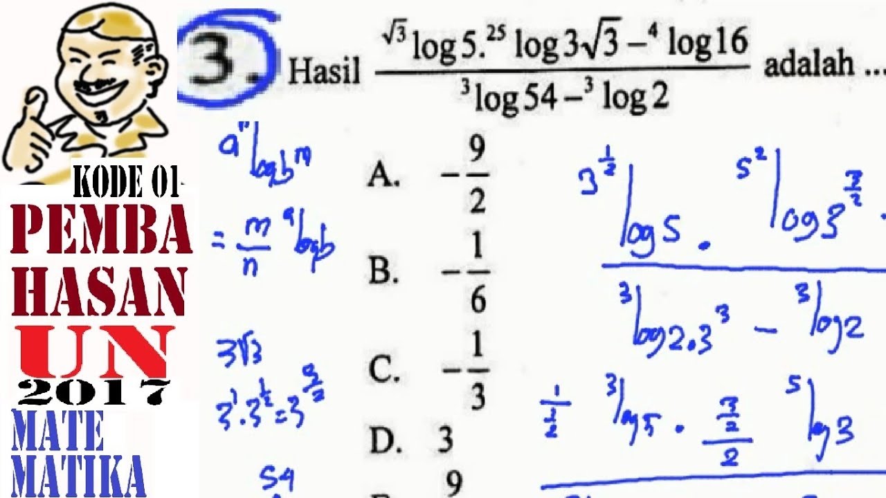 Un Sma 2017 Matematika Ipa Pembahasan No 03 Logaritma Youtube