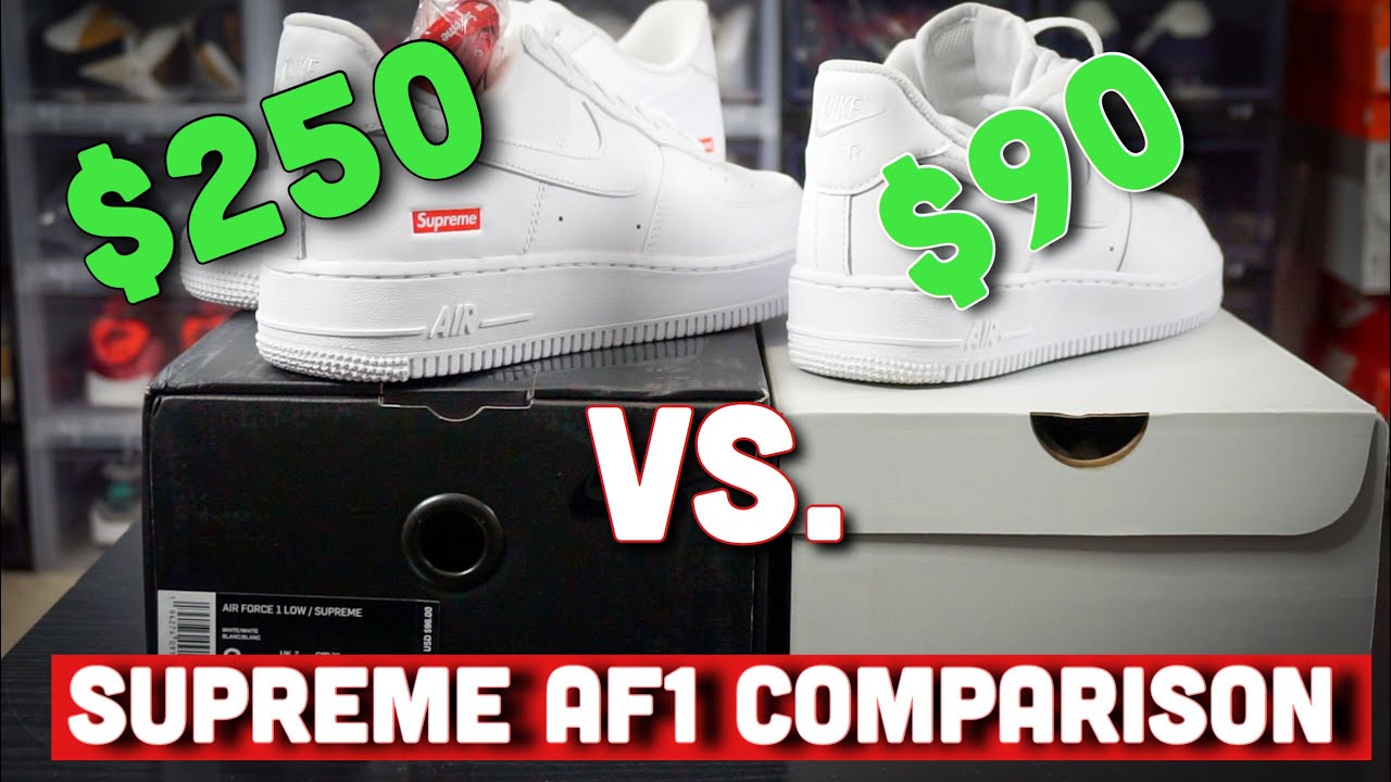 Supreme x Nike Air Force 1 vs Nike Air Force 1 '07