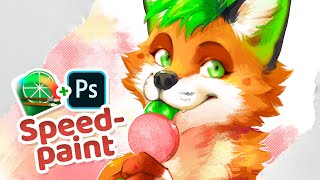 SAI   PHOTOSHOP SPEEDPAINT! Confection (Furry OC Commission)