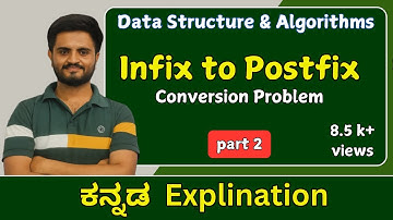infix to Postfix  conversion   |ಕನ್ನಡ explination |Data structures