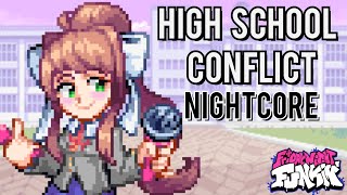 Video thumbnail of "High School Conflict (Nightcore) | Friday Night Funkin' Vs Monika | Doki Doki Takeover Plus"