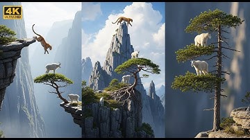Wild Cliff Battle in 4K! 💥 Leopard vs Mountain Goats 🏔️🐆🐐 | 절벽의 싸움 표범 vs 산양 #goat #leopard #animals