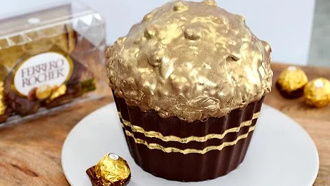 Giant Ferrero Cupcake! Huge Ferrero Rocher Cupcake Recipe | My Cupcake Addiction