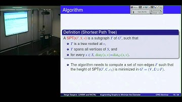 NICTA-ORG Seminar: Serge Gaspers - Augmenting Graphs to Minimize the Diameter