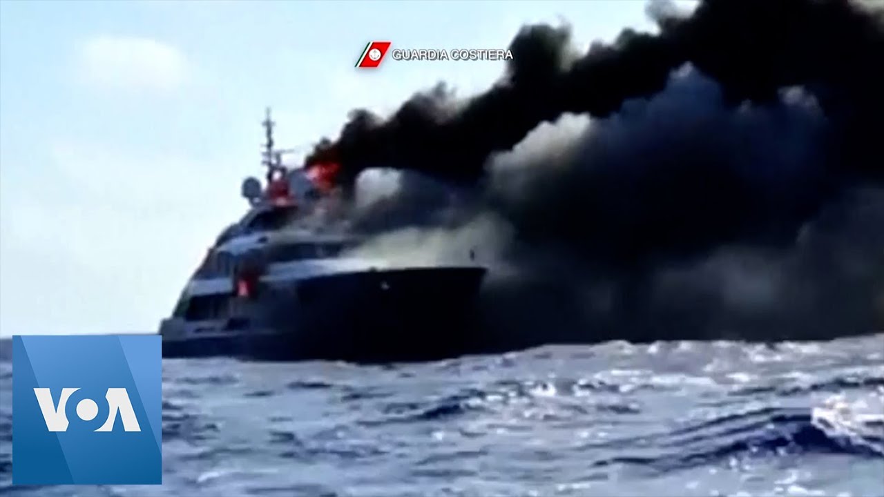 Burning Yacht Sinks Off Italian Island YouTube