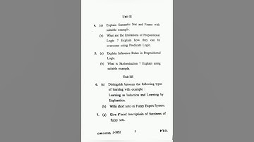 (GJU) MCA and MSC 3rd Semester Artificial Intelligence question paper 2018 University #backtobasics