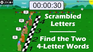 Scrambled Letters - Word - Find the Two 4-Letter Words - Anagram - Unscramble Words