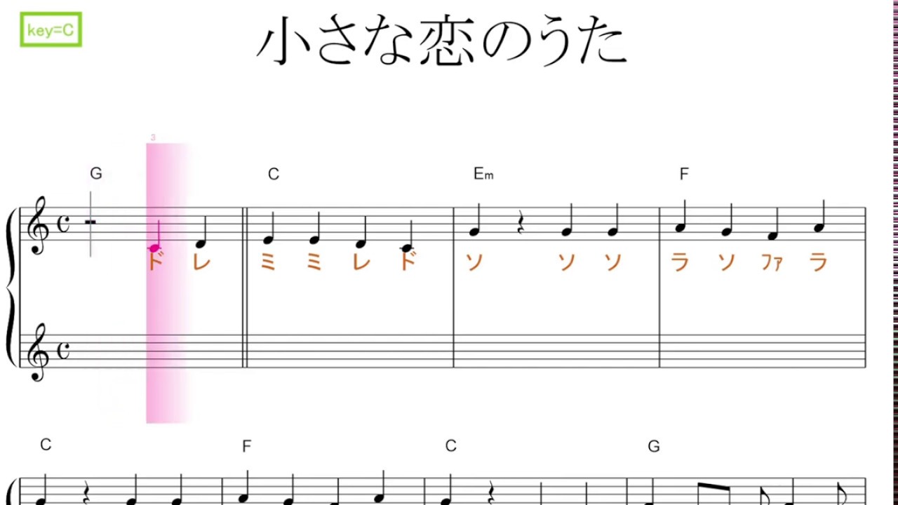 小さな恋のうた モンゴル８００ Key C ドレミで歌う楽譜 コード付き ハモリ練習 Youtube