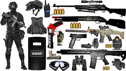 Special Forces Military Toy Gun Set Unboxing, M416, SCAR, 98K AWM, Submachine Gun, Sig 17 Pistol toy