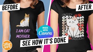 Before and After T-Shirt Design |  How to Create Wavy Text Lines on Canva Make Your Design Stand Out