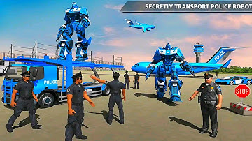 US NYPD Police Robot Car Transporter: Motor bike Car Robot Transform | Live Android Gameplay